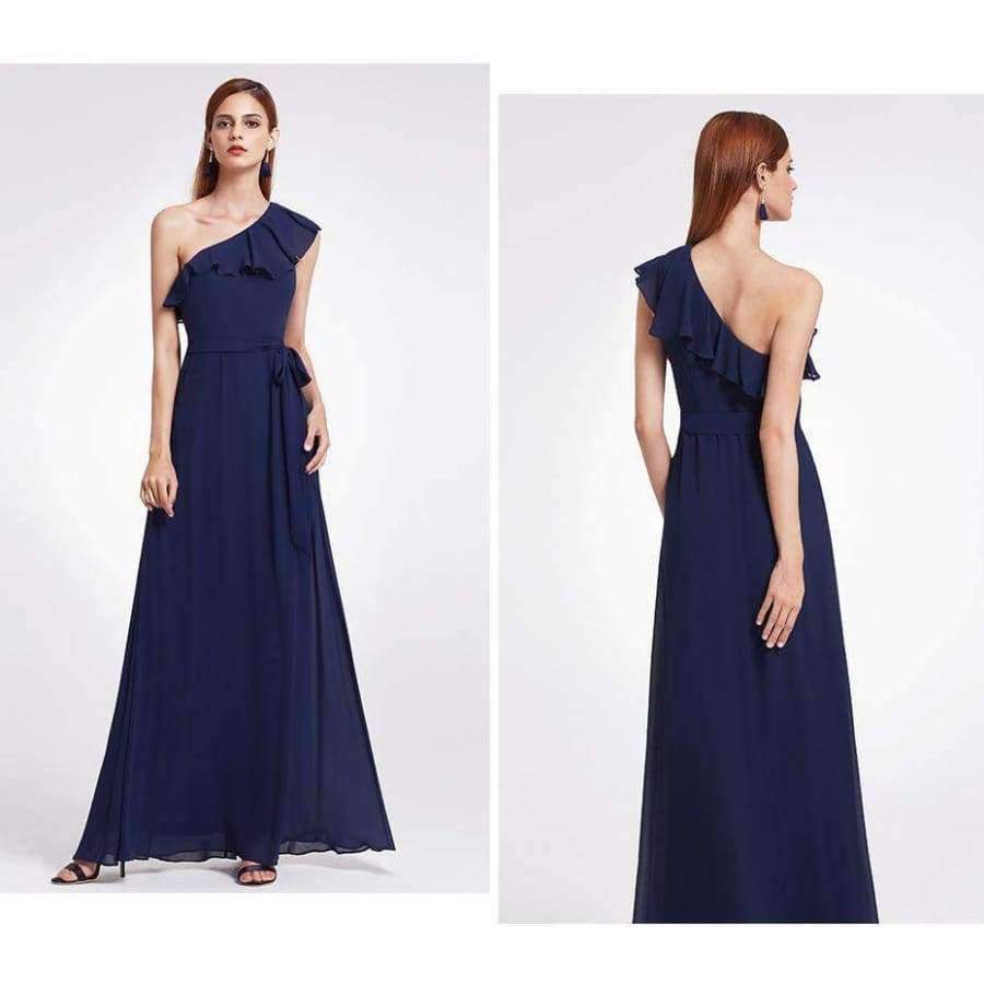 Planet Gates EP07211-Burgundy / 4 / China Dresses Ever Pretty 07211 Sexy One Shoulder A-line Ruffles Floor-Length Belt Gowns Beach Wedding Guest Dress