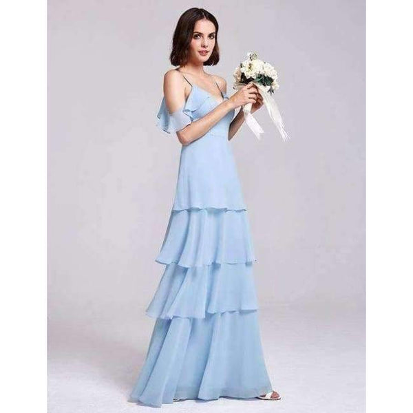 Planet Gates EP07211-Burgundy / 4 / China Dresses Ever Pretty 07211 Sexy One Shoulder A-line Ruffles Floor-Length Belt Gowns Beach Wedding Guest Dress