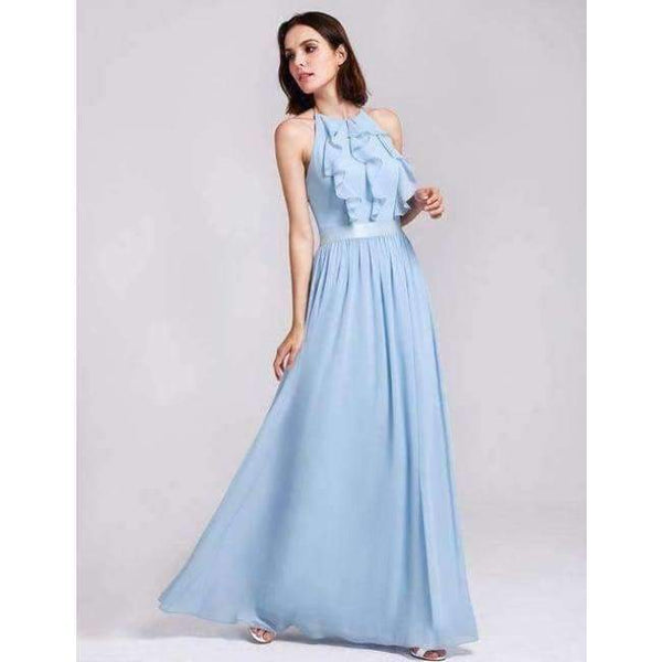 Planet Gates EP07211-Burgundy / 4 / China Dresses Ever Pretty 07211 Sexy One Shoulder A-line Ruffles Floor-Length Belt Gowns Beach Wedding Guest Dress