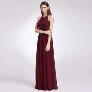 Planet Gates EP07211-Burgundy / 4 / China Dresses Ever Pretty 07211 Sexy One Shoulder A-line Ruffles Floor-Length Belt Gowns Beach Wedding Guest Dress