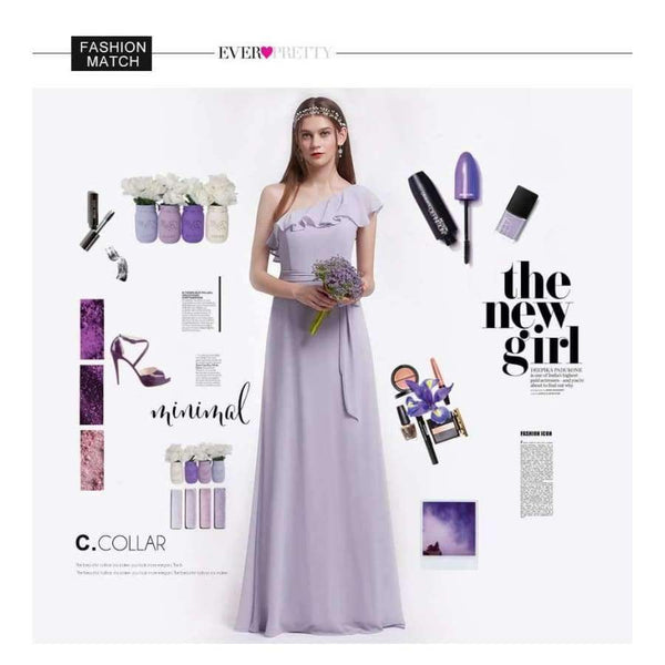 Planet Gates EP07211-Burgundy / 4 / China Dresses Ever Pretty 07211 Sexy One Shoulder A-line Ruffles Floor-Length Belt Gowns Beach Wedding Guest Dress