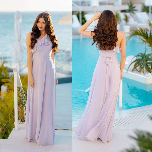 Planet Gates EP07211-Burgundy / 4 / China Dresses Ever Pretty 07211 Sexy One Shoulder A-line Ruffles Floor-Length Belt Gowns Beach Wedding Guest Dress