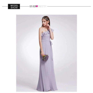 Planet Gates EP07211-Burgundy / 4 / China Dresses Ever Pretty 07211 Sexy One Shoulder A-line Ruffles Floor-Length Belt Gowns Beach Wedding Guest Dress
