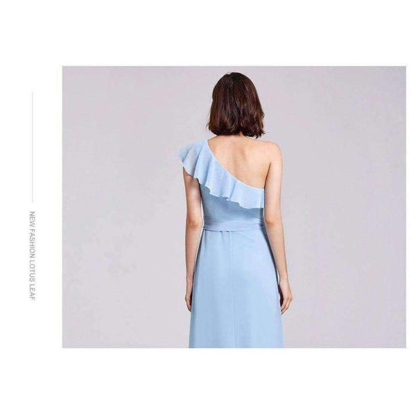 Planet Gates EP07211-Burgundy / 4 / China Dresses Ever Pretty 07211 Sexy One Shoulder A-line Ruffles Floor-Length Belt Gowns Beach Wedding Guest Dress