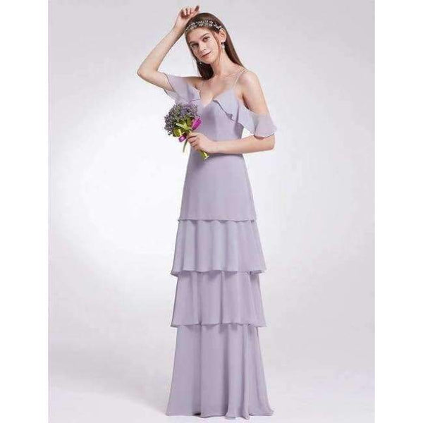 Planet Gates EP07211-Burgundy / 4 / China Dresses Ever Pretty 07211 Sexy One Shoulder A-line Ruffles Floor-Length Belt Gowns Beach Wedding Guest Dress