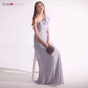 Planet Gates EP07211-Dusty Lilac / 4 / China Dresses Ever Pretty 07211 Sexy One Shoulder A-line Ruffles Floor-Length Belt Gowns Beach Wedding Guest Dress
