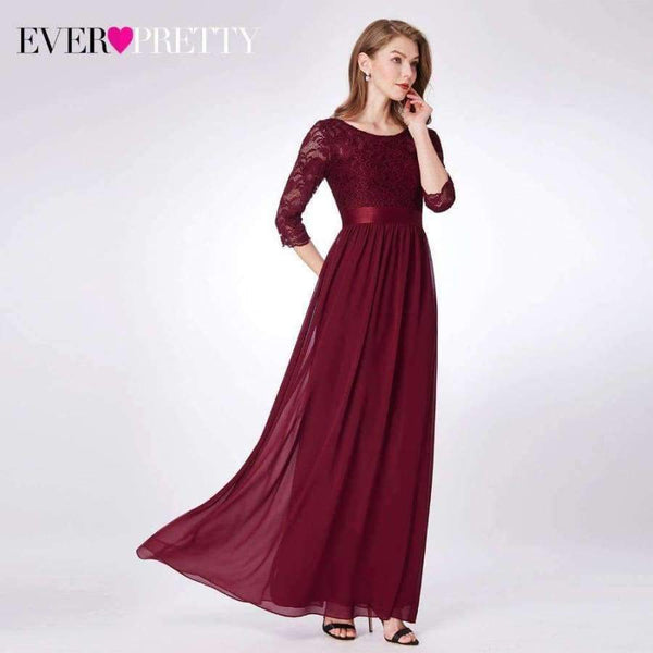 Planet Gates EP07412BD / 4 / China Burgundy Bridesmaid Dresses Long Chiffon Applique Cheap Floor Length Wedding Bridesmaid Gown Formal Party Gowns