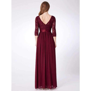Planet Gates EP07412BD / 4 / China Burgundy Bridesmaid Dresses Long Chiffon Applique Cheap Floor Length Wedding Bridesmaid Gown Formal Party Gowns
