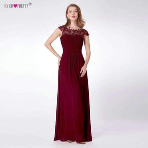 Planet Gates EP07412BD / 4 / China Burgundy Bridesmaid Dresses Long Chiffon Applique Cheap Floor Length Wedding Bridesmaid Gown Formal Party Gowns