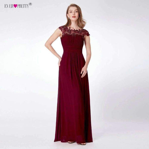 Planet Gates EP07412BD / 4 / China Burgundy Bridesmaid Dresses Long Chiffon Applique Cheap Floor Length Wedding Bridesmaid Gown Formal Party Gowns