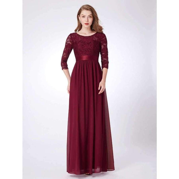 Planet Gates EP07412BD / 4 / China Burgundy Bridesmaid Dresses Long Chiffon Applique Cheap Floor Length Wedding Bridesmaid Gown Formal Party Gowns