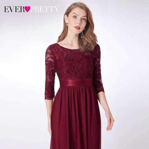 Planet Gates EP07412BD / 4 / China Burgundy Bridesmaid Dresses Long Chiffon Applique Cheap Floor Length Wedding Bridesmaid Gown Formal Party Gowns