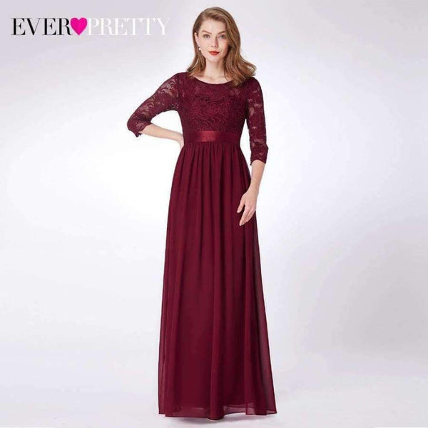 Planet Gates EP07412BD / 4 / China Burgundy Bridesmaid Dresses Long Chiffon Applique Cheap Floor Length Wedding Bridesmaid Gown Formal Party Gowns