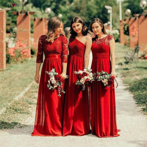 Planet Gates EP07412BD / 4 / China Burgundy Bridesmaid Dresses Long Chiffon Applique Cheap Floor Length Wedding Bridesmaid Gown Formal Party Gowns