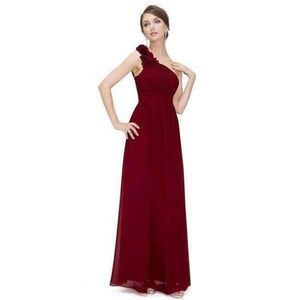 Planet Gates EP08237BD / 4 / China Burgundy Bridesmaid Dresses Long Chiffon Applique Cheap Floor Length Wedding Bridesmaid Gown Formal Party Gowns