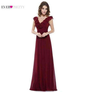 Planet Gates EP08500BD / 6 / China Evening Dresses Ever Pretty Women V-neck Empire Waist Burgundy Wine Red EP08500 2018 Special Occasion Evening Dress Party Dress