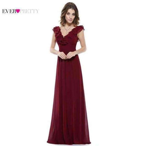 Planet Gates EP08500BD / 6 / China Evening Dresses Ever Pretty Women V-neck Empire Waist Burgundy Wine Red EP08500 2018 Special Occasion Evening Dress Party Dress