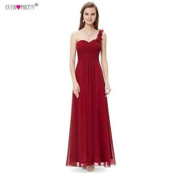 Planet Gates EP09768BD / 4 / China Burgundy Bridesmaid Dresses Long Chiffon Applique Cheap Floor Length Wedding Bridesmaid Gown Formal Party Gowns