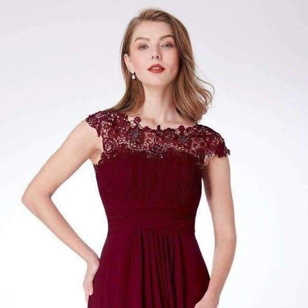 Planet Gates EP09993BD / 4 / China Burgundy Bridesmaid Dresses Long Chiffon Applique Cheap Floor Length Wedding Bridesmaid Gown Formal Party Gowns