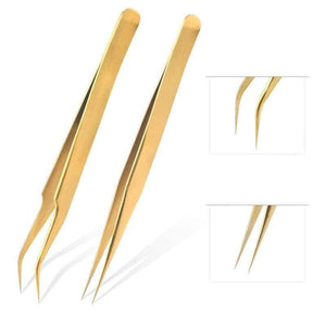Planet Gates ESD15-12-GOLD TOP Quality Stainless Steel Tweezers Rainbow Color Straight Bend ESD Multifunction Eyelash Tweezers For Nail Sewing DIY
