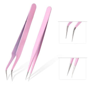 Planet Gates ESD15-12-MPINK TOP Quality Stainless Steel Tweezers Rainbow Color Straight Bend ESD Multifunction Eyelash Tweezers For Nail Sewing DIY