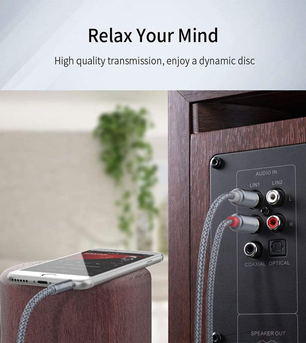 Planet Gates Essager RCA Cable 3.5mm Jack to 2 RCA Aux Audio Cable 3.5 mm to 2RCA Male Adapter Splitter for TV Box apple tv Speaker Wire Cord