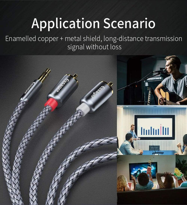 Planet Gates Essager RCA Cable 3.5mm Jack to 2 RCA Aux Audio Cable 3.5 mm to 2RCA Male Adapter Splitter for TV Box apple tv Speaker Wire Cord