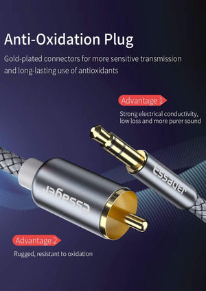 Planet Gates Essager RCA Cable 3.5mm Jack to 2 RCA Aux Audio Cable 3.5 mm to 2RCA Male Adapter Splitter for TV Box apple tv Speaker Wire Cord