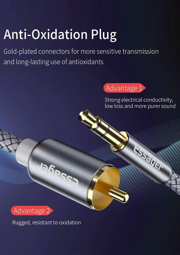 Planet Gates Essager RCA Cable 3.5mm Jack to 2 RCA Aux Audio Cable 3.5 mm to 2RCA Male Adapter Splitter for TV Box apple tv Speaker Wire Cord