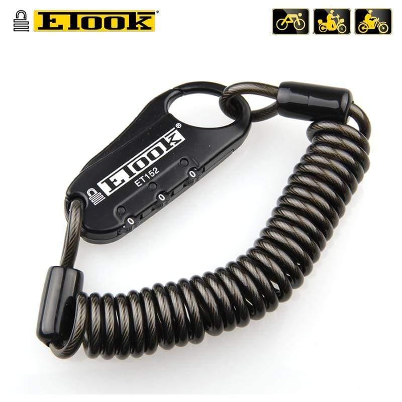 Planet Gates ET 152 White Mini Bicycle Lock 3 Digital Password Lock Bike Helmet Code Combination Road Bike Anti-theft Cable Portable Cycling Lock