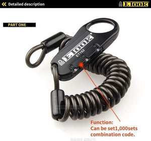 Planet Gates ET 152 White Mini Bicycle Lock 3 Digital Password Lock Bike Helmet Code Combination Road Bike Anti-theft Cable Portable Cycling Lock