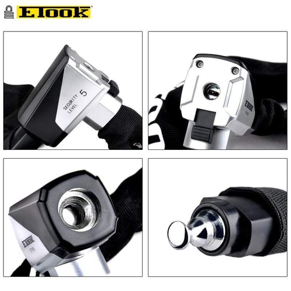 Planet Gates ET555-S Bike Chain Lock Motorcycle Lock Bicycle Accessories Anti 12 Ton Hydraulic Shear Reflective Cloth Swiss Technology Cylinder