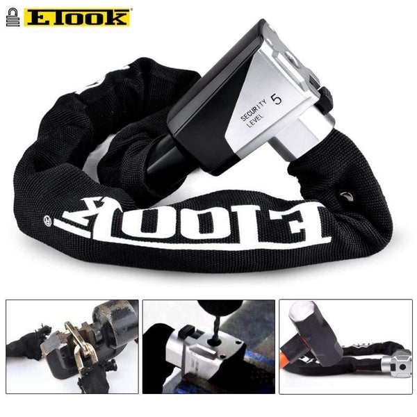 Planet Gates ET555-S Bike Chain Lock Motorcycle Lock Bicycle Accessories Anti 12 Ton Hydraulic Shear Reflective Cloth Swiss Technology Cylinder