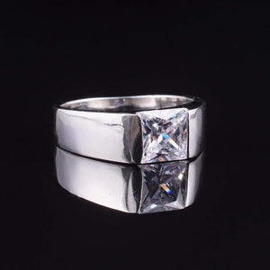 Planet Gates Eternity 925 Sterling Silver Square Diamond Simulated CZ Stone Solitaire Ring Size 8-12