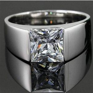 Planet Gates Eternity 925 Sterling Silver Square Diamond Simulated CZ Stone Solitaire Ring Size 8-12