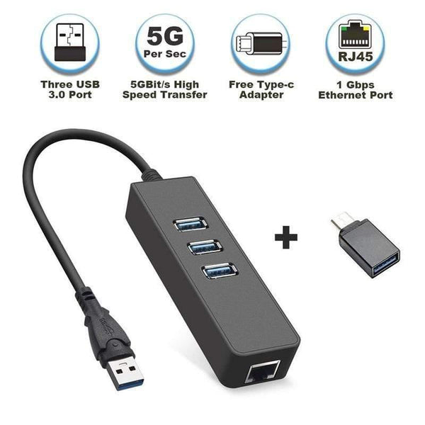 Planet Gates Ethernet Adapter Portable USB 3.0 to RJ45 10/100 /1000 Mbps Network LAN Wired Adapter