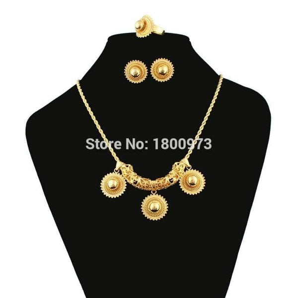 Planet Gates Ethiopian Habesha Jewelry 18k Gold Color Jewelry Bridal Temperament Jewelry Wedding Jewelry Sets for Women