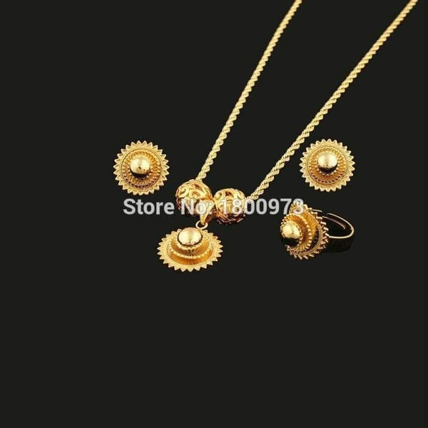 Planet Gates Ethiopian Habesha Jewelry 18k Gold Color Jewelry Bridal Temperament Jewelry Wedding Jewelry Sets for Women