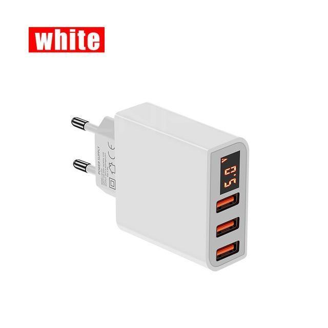 Planet Gates EU / 4-White ZNP LED Digital 3 4 Ports USB Charger Universal EU Plug Wall Mobile Phone Charger For iPhone X 8 7 6 For Samsung S8 S9 Adapter
