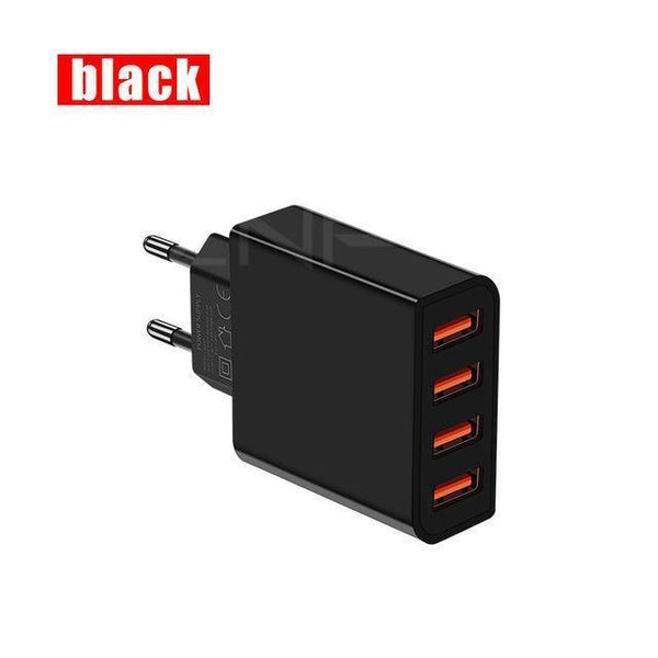 Planet Gates EU / 4-Black ZNP LED Digital 3 4 Ports USB Charger Universal EU Plug Wall Mobile Phone Charger For iPhone X 8 7 6 For Samsung S8 S9 Adapter
