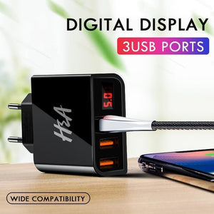 Planet Gates EU / 4 Plug White H&A Universal USB Charger LED Display Mobile Phone Charger Plug For iPhone For Samsung 15W 3 - 4 Port Travel EU Smart Chargers