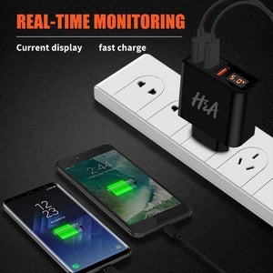 Planet Gates EU / 4 Plug White H&A Universal USB Charger LED Display Mobile Phone Charger Plug For iPhone For Samsung 15W 3 - 4 Port Travel EU Smart Chargers