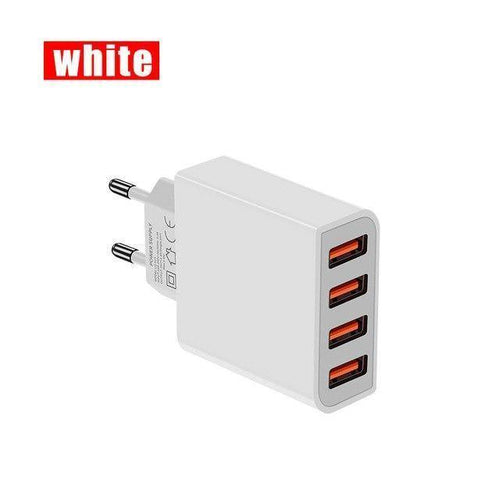 Planet Gates EU / 4 Plug White H&A Universal USB Charger LED Display Mobile Phone Charger Plug For iPhone For Samsung 15W 3 - 4 Port Travel EU Smart Chargers
