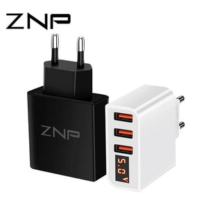 Planet Gates EU / 4-White ZNP LED Digital 3 4 Ports USB Charger Universal EU Plug Wall Mobile Phone Charger For iPhone X 8 7 6 For Samsung S8 S9 Adapter