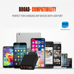 Planet Gates EU / 4-White ZNP LED Digital 3 4 Ports USB Charger Universal EU Plug Wall Mobile Phone Charger For iPhone X 8 7 6 For Samsung S8 S9 Adapter