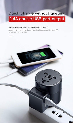 Planet Gates EU Baseus Universal USB Travel Charger for Samsung Galaxy S8 S9 Plus Whirl USB AC Powered Travel Portable Phone Charger Adapter