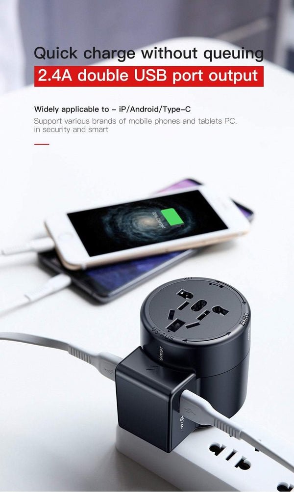 Planet Gates EU Baseus Universal USB Travel Charger for Samsung Galaxy S8 S9 Plus Whirl USB AC Powered Travel Portable Phone Charger Adapter