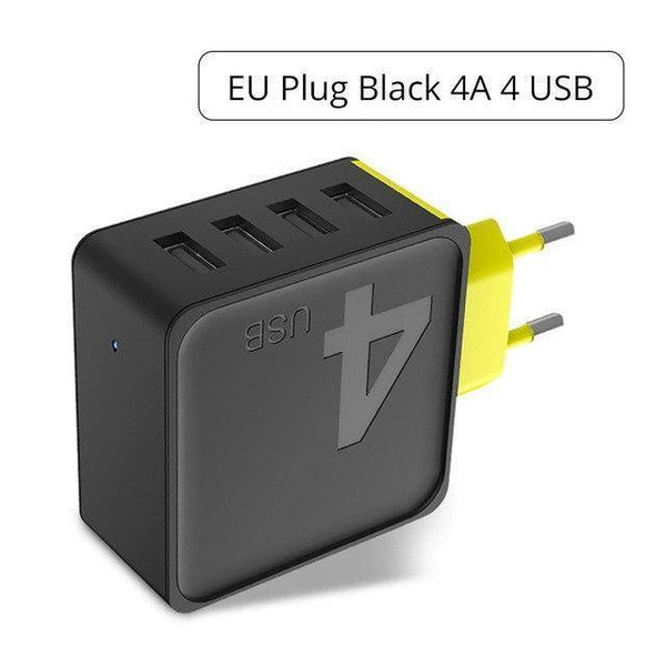 Planet Gates EU Black 4A 4 USB ROCK Sugar 4 2 1 Ports USB Wall Charger Phone Fast Travel Adapter 5V1A 5V2.4A 5V4A EU US Plug For iPhone Samsung Xiaomi