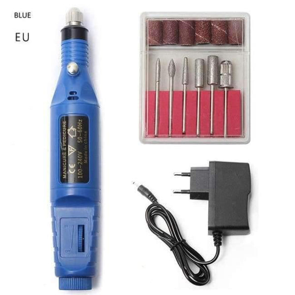 Planet Gates EU Blue 1set Power Professional Electric Manicure Machine Pen Pedicure Nail File Nail Tools 6 bits Drill Nail Drill Machine New Arrival