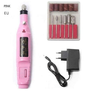 Planet Gates EU Pink 1 Set Professional Electric Nail Kit Nail Tips Manicure Machine Electric Nail Art Pen Pedicure Bits Nail Art Tools Kit New Mini